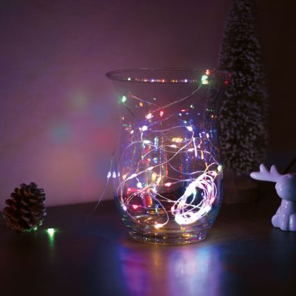 LED Christmas string lights 50xLED/3xAA 5m multicolor