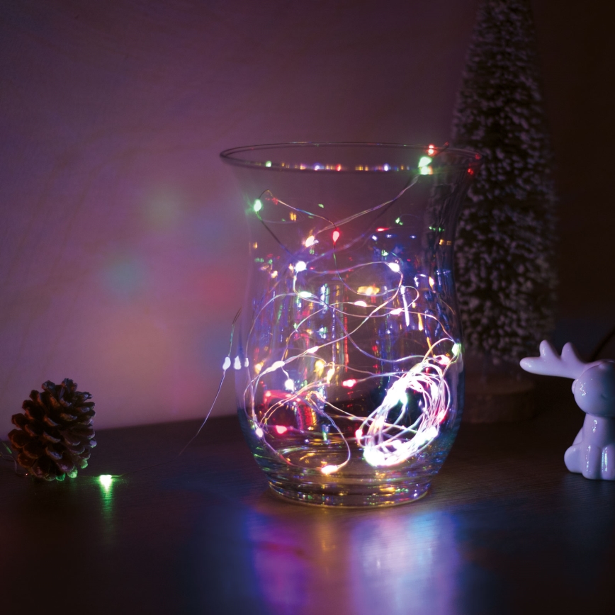 LED Christmas string lights 50xLED/3xAA 5m multicolor