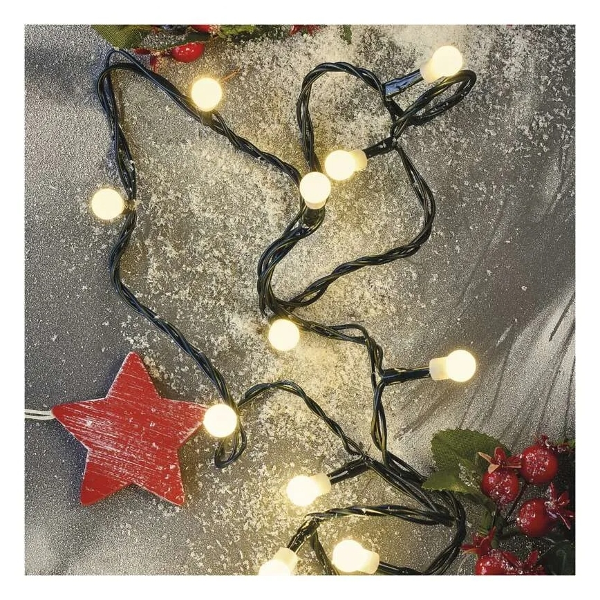 LED Christmas String Lights, 80 LEDs, 230V, 8 Lighting Modes, 13 m, IP44, Warm White