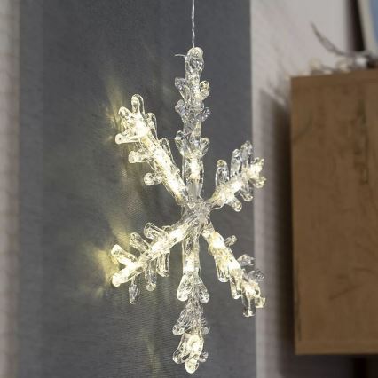 LED Christmas window decoration 16xLED/3xAA warm white