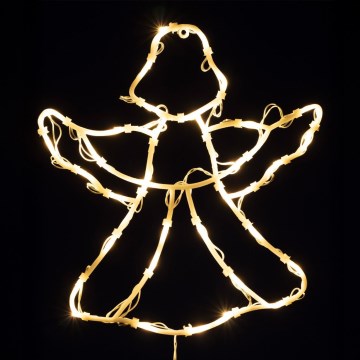 LED Christmas Window Decoration, 35 LEDs / 3×AA, IP44 — Angel, Warm White