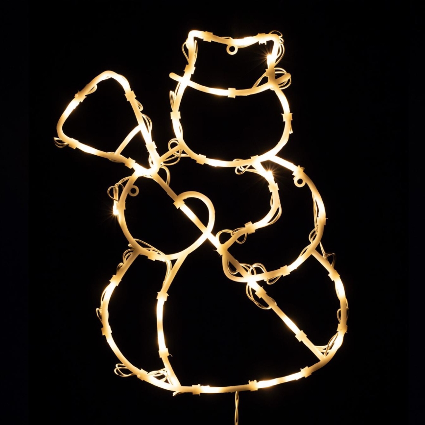 LED Christmas Window Decoration – Snowman, 35 LEDs, 230 V, IP44, Warm White