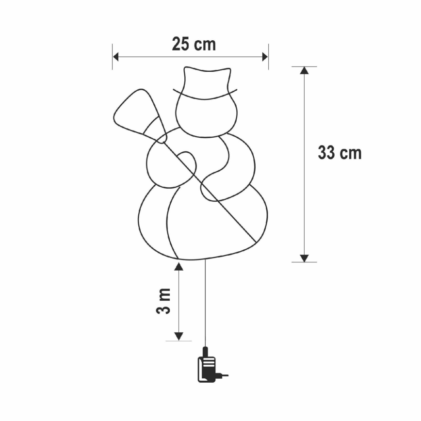 LED Christmas Window Decoration – Snowman, 35 LEDs, 230 V, IP44, Warm White