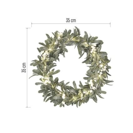 LED Christmas Wreath 25 LEDs / 3×AA Ø 35 cm