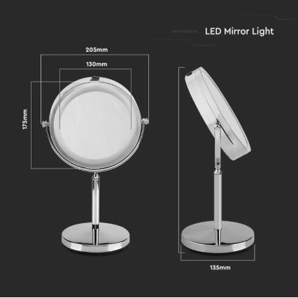 LED Cosmetic mirror LED/3W/6V 4xAA IP44