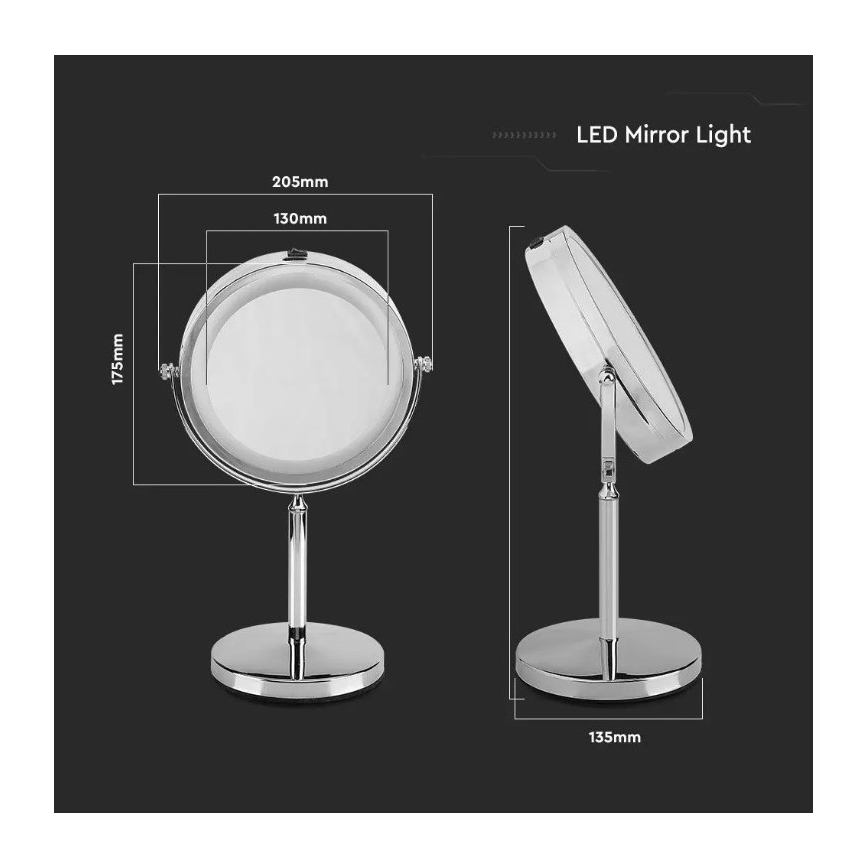 LED Cosmetic mirror LED/3W/6V 4xAA IP44