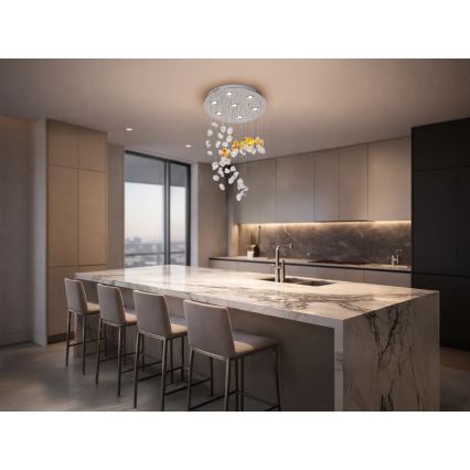 LED Crystal Ceiling Light AVARA LED/24W/230V Ø 40 cm Polished Chrome + Remote Control