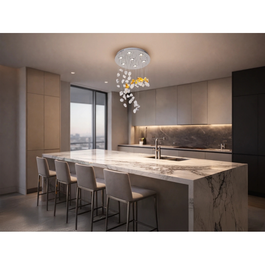 LED Crystal Ceiling Light AVARA LED/24W/230V Ø 40 cm Polished Chrome + Remote Control