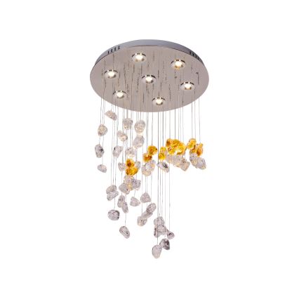 LED Crystal Ceiling Light AVARA LED/24W/230V Ø 40 cm Polished Chrome + Remote Control