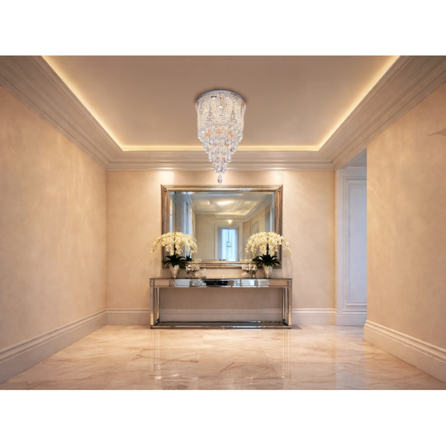 LED Crystal Ceiling Light MAJURO LED/30W/230V Ø 40 cm Polished Chrome + Remote Control