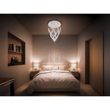 LED Crystal Ceiling Light MAJURO LED/30W/230V Ø 45 cm Polished Chrome + Remote Control