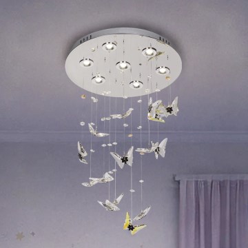 LED Crystal Ceiling Light MURU LED/24W/230V, Ø 40 cm, Polished Chrome + Remote Control