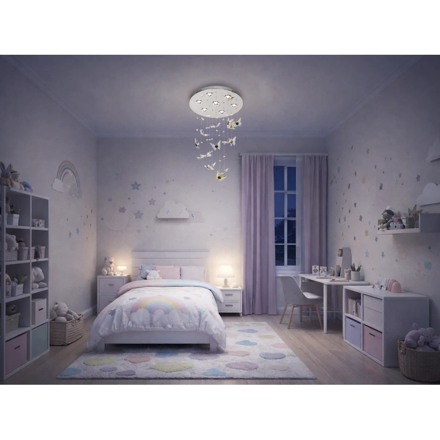 LED Crystal Ceiling Light MURU LED/24W/230V, Ø 40 cm, Polished Chrome + Remote Control