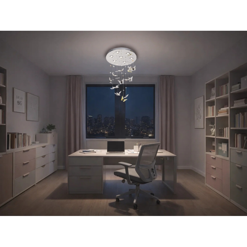 LED Crystal Ceiling Light MURU LED/24W/230V, Ø 40 cm, Polished Chrome + Remote Control
