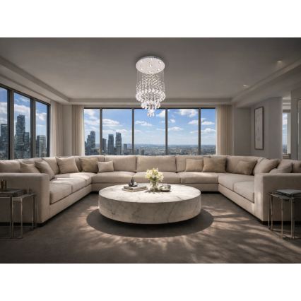 LED crystal ceiling light NAURU LED/24W/230V Ø 40 cm polished chrome + remote control