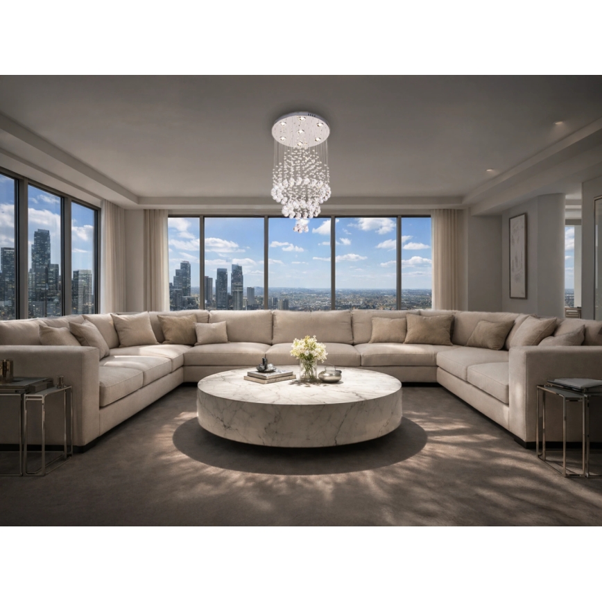 LED crystal ceiling light NAURU LED/24W/230V Ø 40 cm polished chrome + remote control