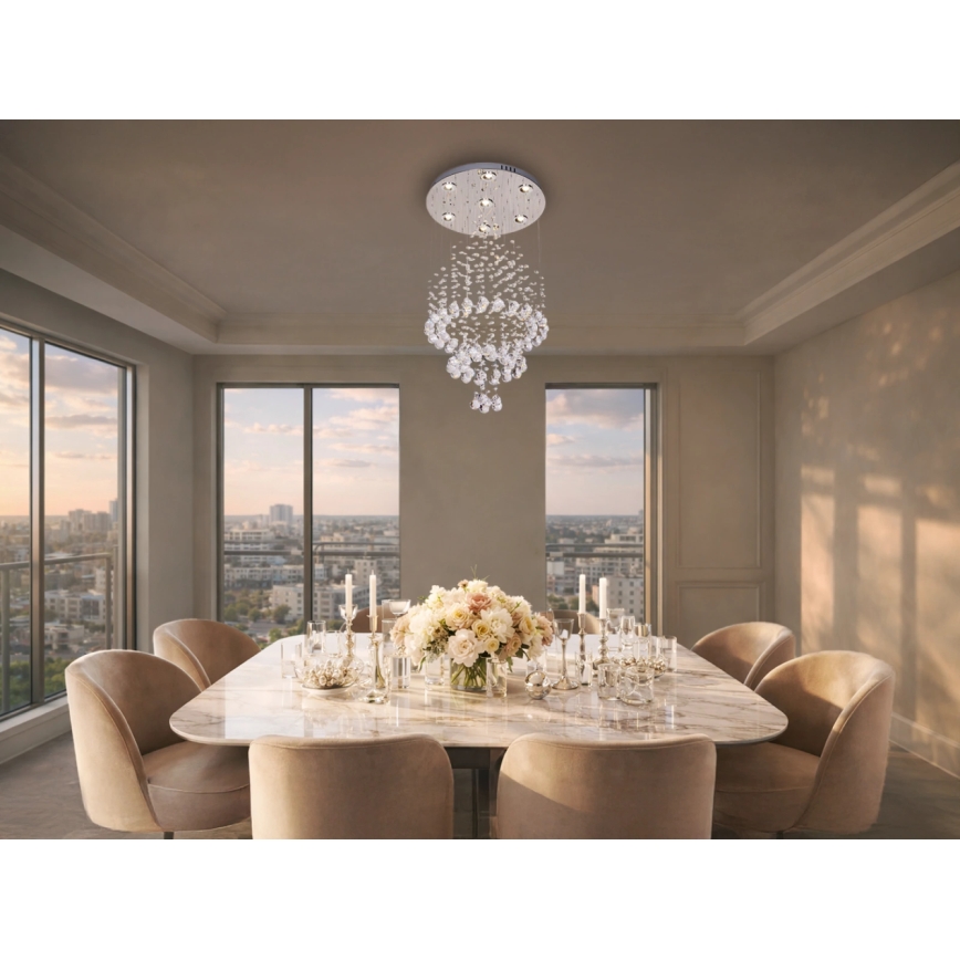 LED crystal ceiling light NAURU LED/24W/230V Ø 40 cm polished chrome + remote control