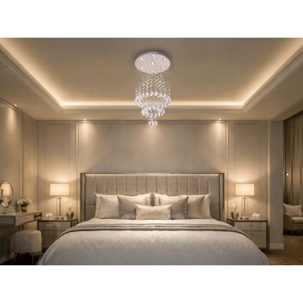 LED crystal ceiling light NAURU LED/24W/230V Ø 40 cm polished chrome + remote control