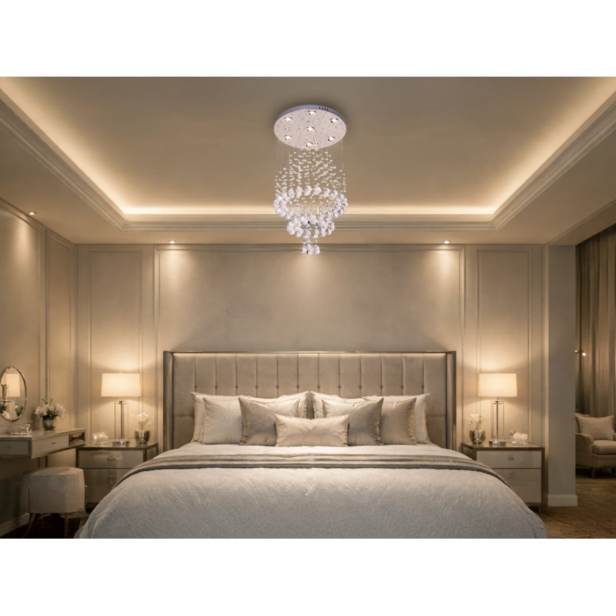 LED crystal ceiling light NAURU LED/24W/230V Ø 40 cm polished chrome + remote control