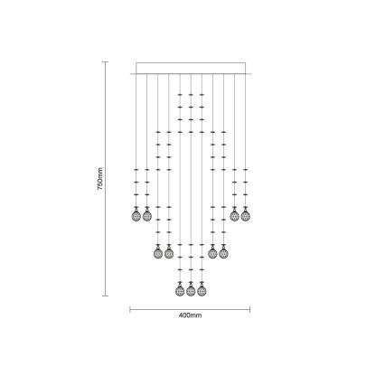 LED crystal ceiling light NAURU LED/24W/230V Ø 40 cm polished chrome + remote control