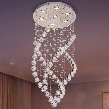 LED Crystal Ceiling Light NAURU LED/24W/230V Ø 40 cm Polished Chrome + Remote Control