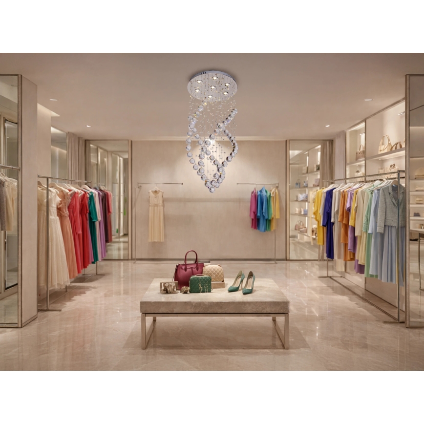 LED Crystal Ceiling Light NAURU LED/24W/230V Ø 40 cm Polished Chrome + Remote Control