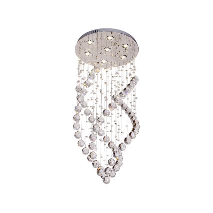 LED Crystal Ceiling Light NAURU LED/24W/230V Ø 40 cm Polished Chrome + Remote Control