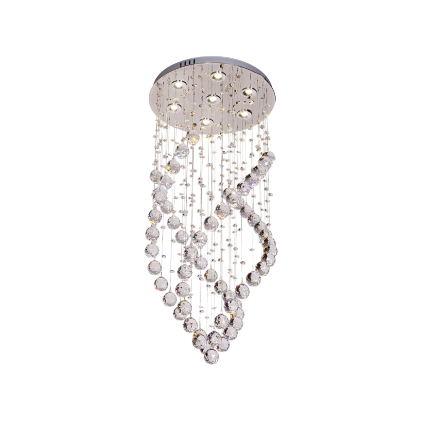 LED Crystal Ceiling Light NAURU LED/24W/230V Ø 40 cm Polished Chrome + Remote Control