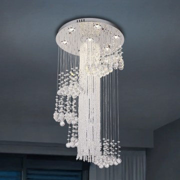 LED Crystal Ceiling Light NAURU LED/24W/230V Ø 45 cm Polished Chrome + Remote Control