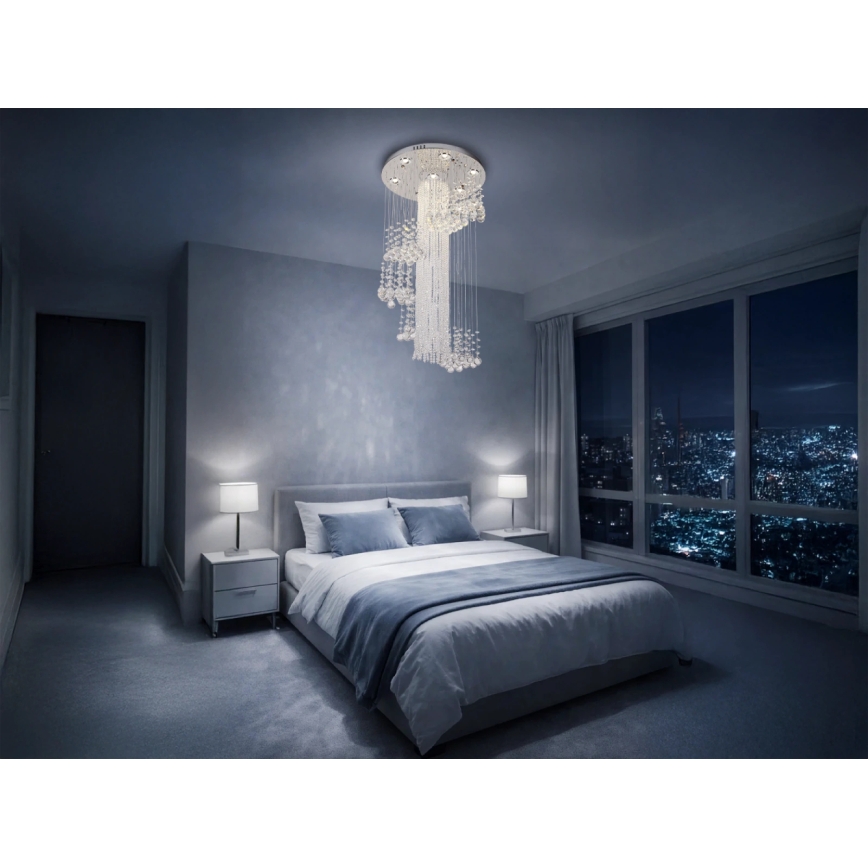 LED Crystal Ceiling Light NAURU LED/24W/230V Ø 45 cm Polished Chrome + Remote Control
