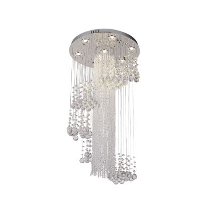 LED Crystal Ceiling Light NAURU LED/24W/230V Ø 45 cm Polished Chrome + Remote Control