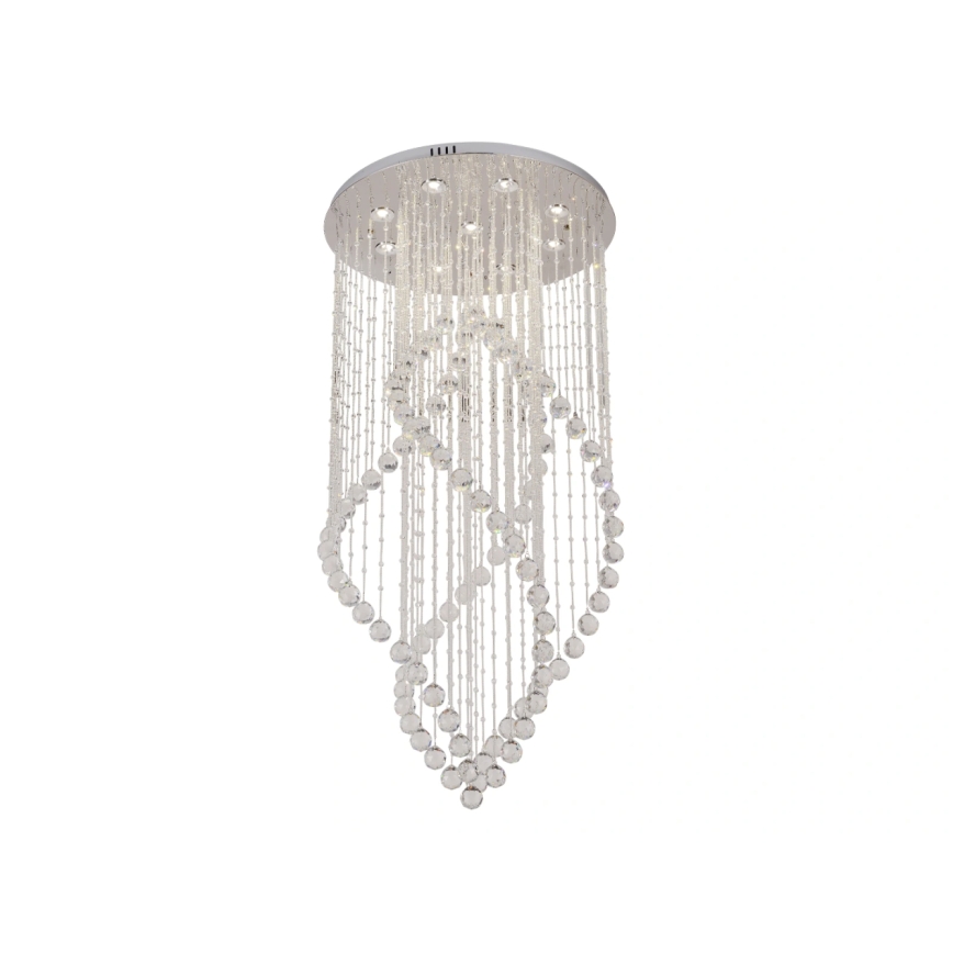 LED Crystal Ceiling Light NAURU LED/30W/230V Ø 60 cm Polished Chrome + Remote Control