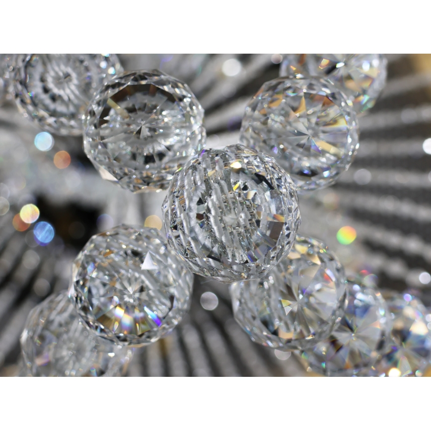LED Crystal Ceiling Light NAURU LED/30W/230V Ø 60 cm Polished Chrome + Remote Control