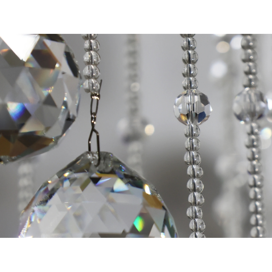 LED Crystal Ceiling Light NAURU LED/30W/230V Ø 60 cm Polished Chrome + Remote Control