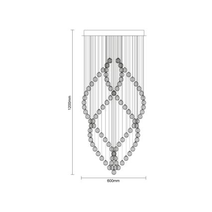 LED Crystal Ceiling Light NAURU LED/30W/230V Ø 60 cm Polished Chrome + Remote Control