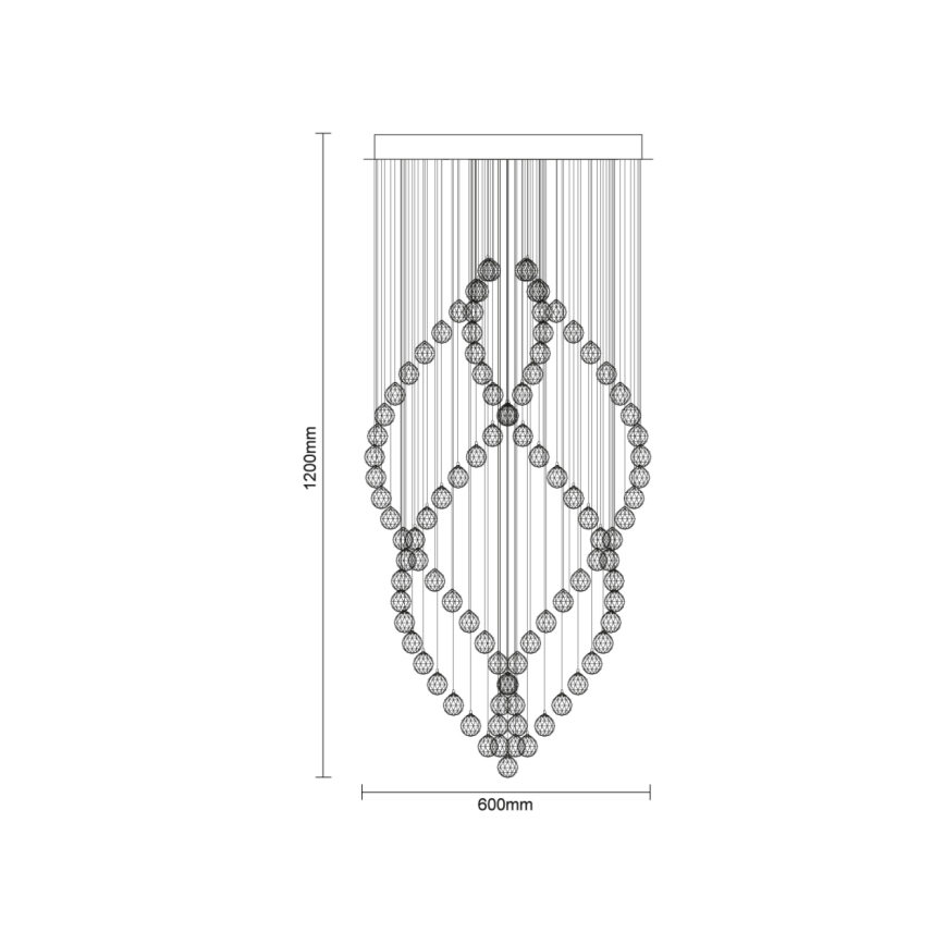 LED Crystal Ceiling Light NAURU LED/30W/230V Ø 60 cm Polished Chrome + Remote Control
