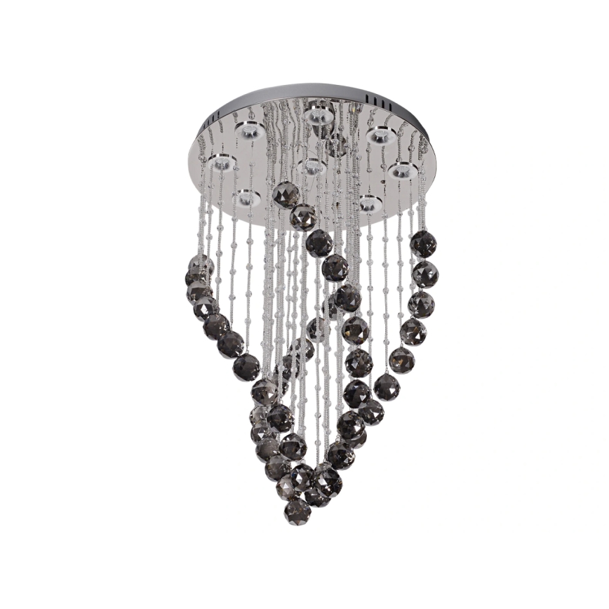 LED Crystal Ceiling Light NAURU LED/30W/230V Ø 40 cm Polished Chrome/Black + Remote Control