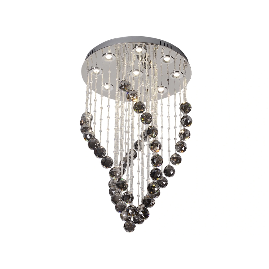 LED Crystal Ceiling Light NAURU LED/30W/230V Ø 40 cm Polished Chrome/Black + Remote Control