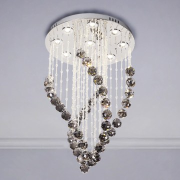 LED Crystal Ceiling Light NAURU LED/30W/230V Ø 40 cm Polished Chrome/Black + Remote Control