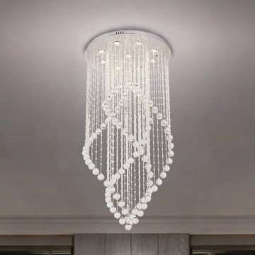 LED Crystal Ceiling Light NAURU LED/30W/230V Ø 60 cm Polished Chrome + Remote Control