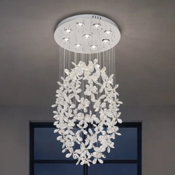 LED Crystal Ceiling Light SAMOA LED/30W/230V Ø 40 cm Polished Chrome + Remote Control