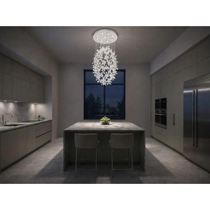LED Crystal Ceiling Light SAMOA LED/30W/230V Ø 40 cm Polished Chrome + Remote Control