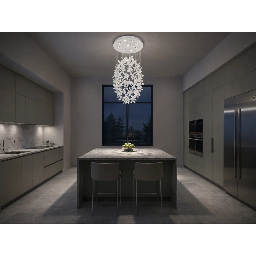 LED Crystal Ceiling Light SAMOA LED/30W/230V Ø 40 cm Polished Chrome + Remote Control