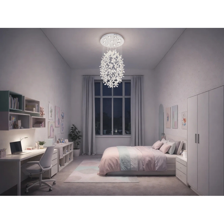 LED Crystal Ceiling Light SAMOA LED/30W/230V Ø 40 cm Polished Chrome + Remote Control