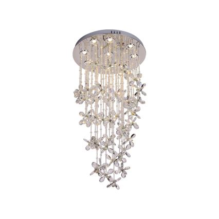 LED Crystal Ceiling Light SAMOA LED/30W/230V Ø 40 cm Polished Chrome + Remote Control