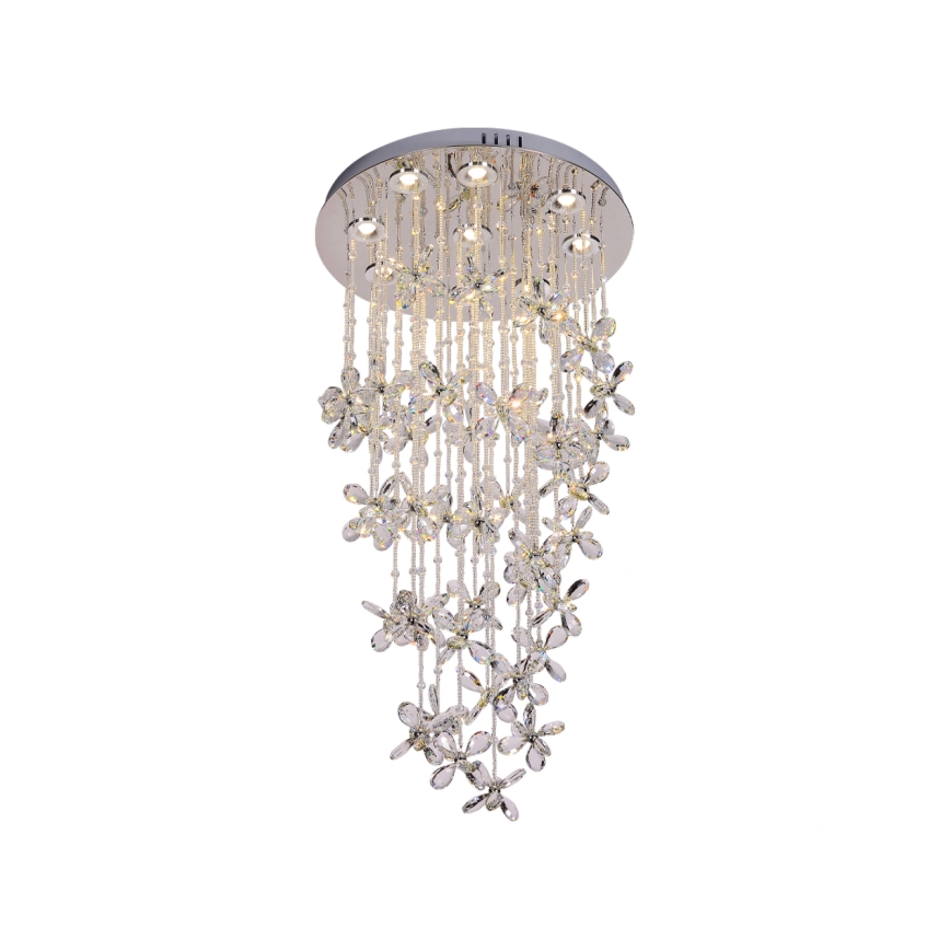 LED Crystal Ceiling Light SAMOA LED/30W/230V Ø 40 cm Polished Chrome + Remote Control