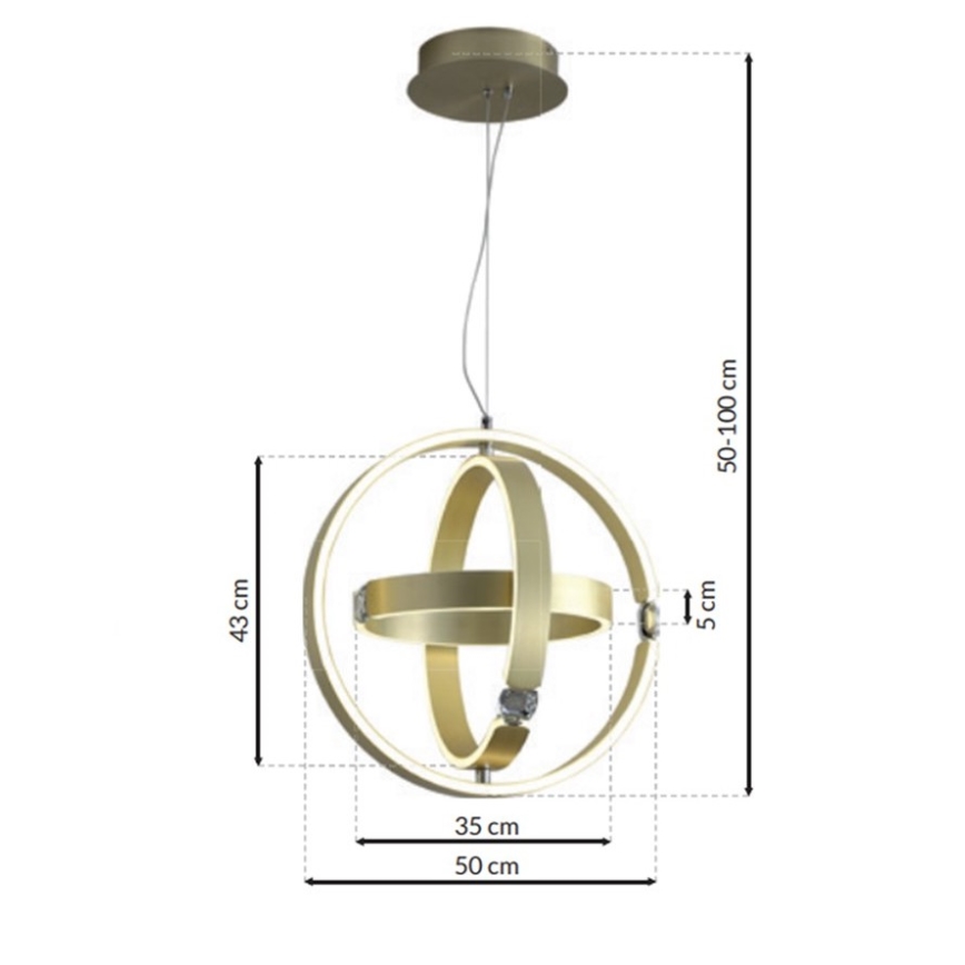 LED Crystal chandelier on a string SIRIUS LED/80W/230V