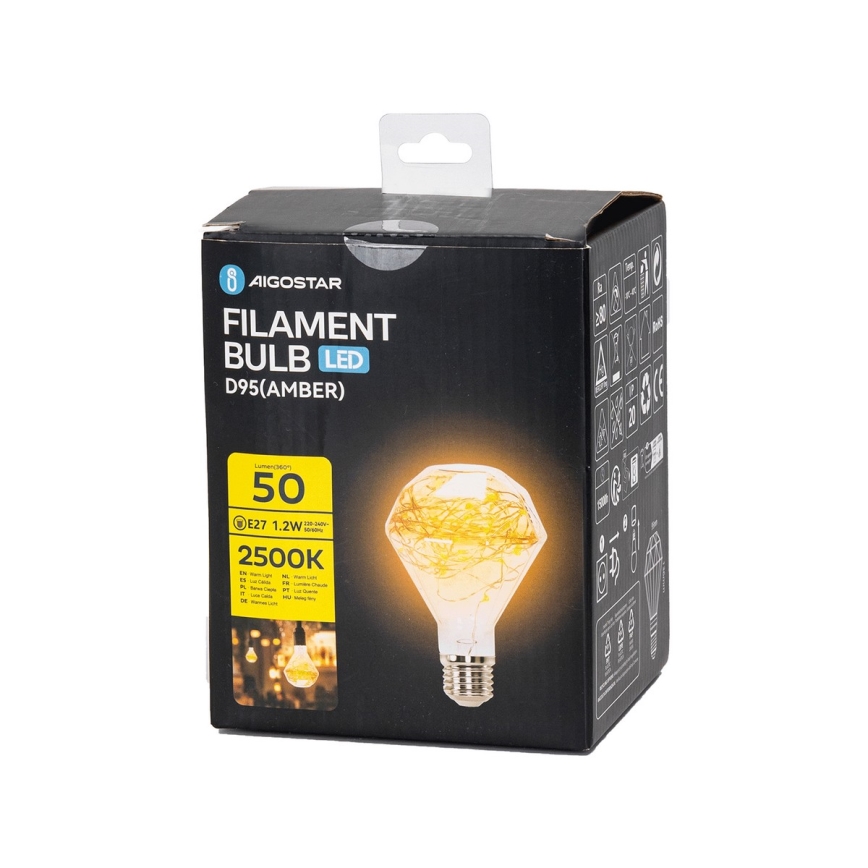 LED Decorative bulb D95 E27/1,2W/230V 2500K - Aigostar