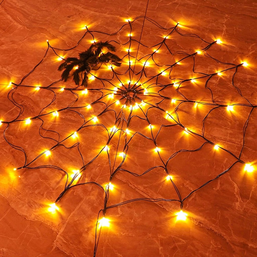 LED Decorative chain HALLOWEEN LED/5V/8 functions spider web + remote control