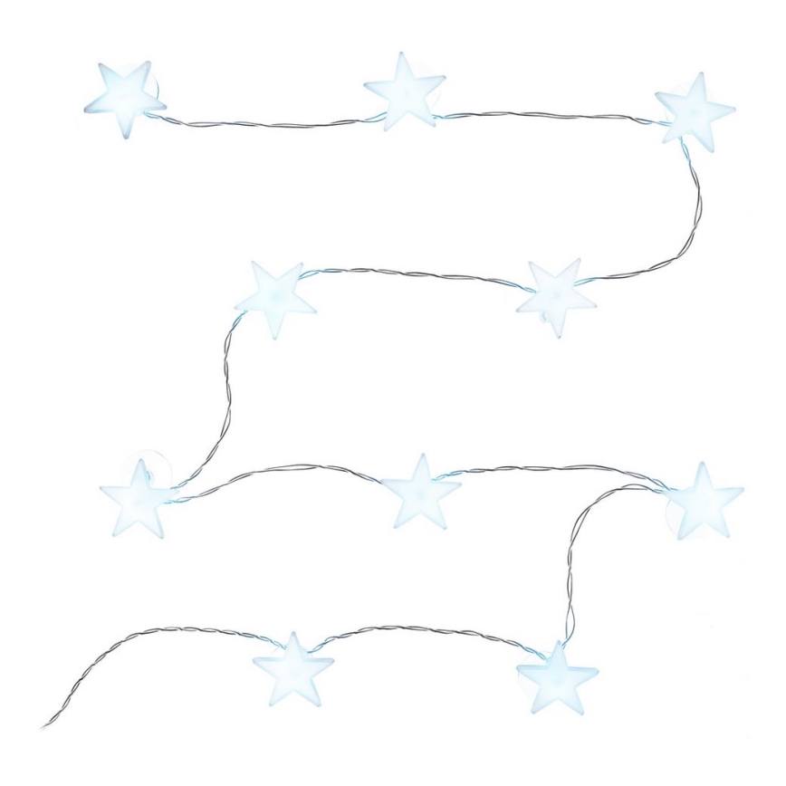 LED Decorative chain with suction cups 10xLED/2xAA 1,8m cool white